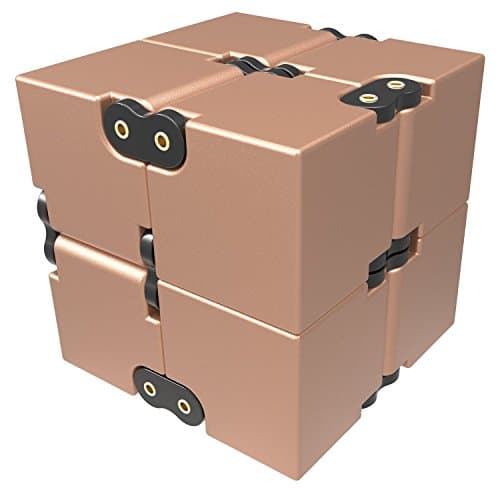 Fidget Cube With Aluminum Alloy Infinity Cube Rubik's Cube Anti-Stress/Anti-anxiety Easy Carrying Finger Cube Stress Reliever Luxury Quality Toy for Work,School,Class (Gold)