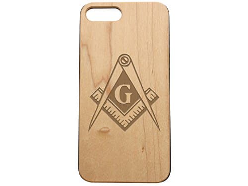 NDZ Performance Custom Wooden Phone Case For Apple iPhone 7 & iPhone 8 Plus Maple Wood Engraved: Masonic Mason Calipers G Logo