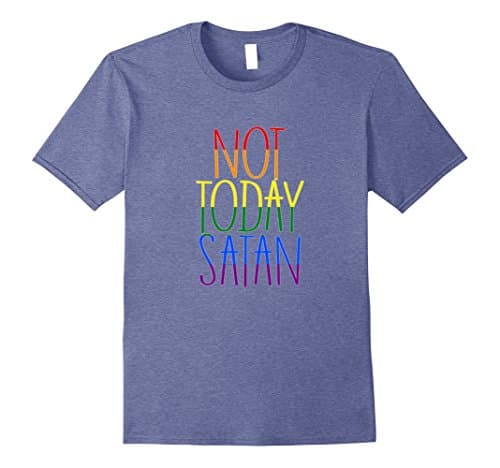 Mens Not Today Satan Tshirt Small Heather Blue