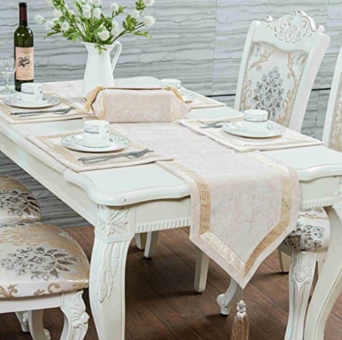 BiuTeFang Table Runner Table Runners European style, table flag, modern, embroidery, table flag Banquet Party Decoration 33X250cm