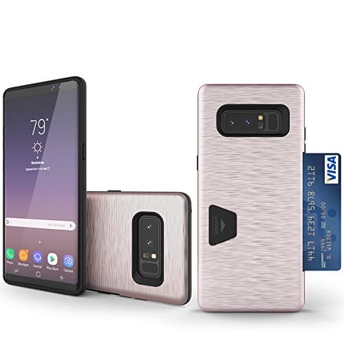 Note 8 Case, Molan Cano [Crazy Bumper] Dual Layer PU Case Wallet Cover with 1 Card Slot for Samsung Galaxy Note 8 - Metallic Rose Gold