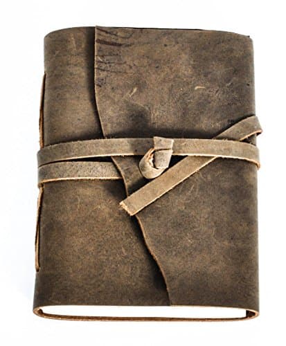 Notebook Leather Travelers Journal- Handmade Leather Bound Notepad 5 x 7 Size Travelers Notebook For Men & Women- Handmade Unlined Paper Gift for Students Writers Artists