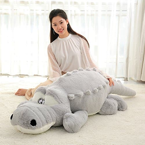 YXCSELL Decorating for Home Office Lumbar Pad and Support Throw Animal Pillow Toy Cute Cuddly Soft lifelike Stuffed Plush Gaint Girl Toy Doll For Kids Christmas Gift 55 Inches Crocodile
