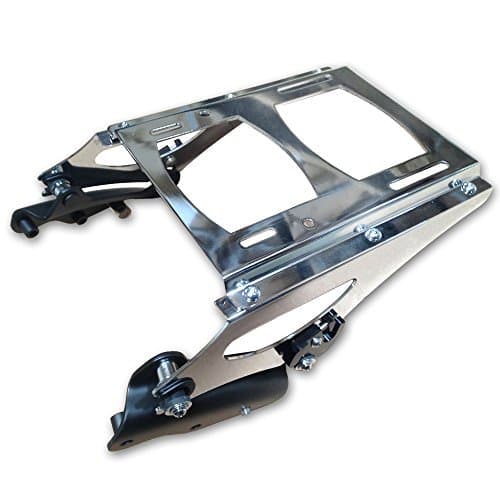 TJMOTO Matte Black 4-Point Docking Hardware Kit&Chrome Detachable 2-up Tour Pak Mounting Luggage Rack for 2009-2013 Harley-Davidson Touring models