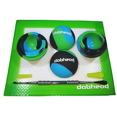 2 Silicone 1.5" Ball Containers "Various Colors" - 1 Pad - 1 Tool with removable tips (Blue/Green/Black "Silver Tool")