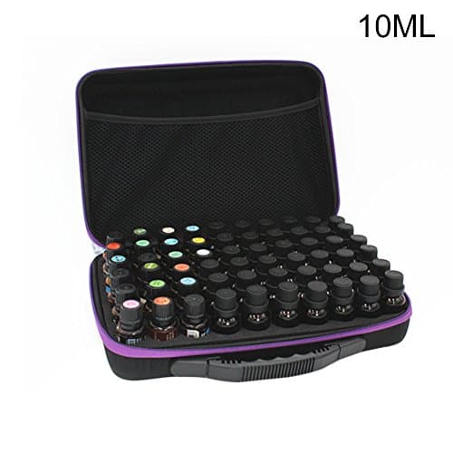 60 Essential Oils Organizer Carry Case for 10ml Bottles Hard Shell Exterior Storage Organizer (Purple)