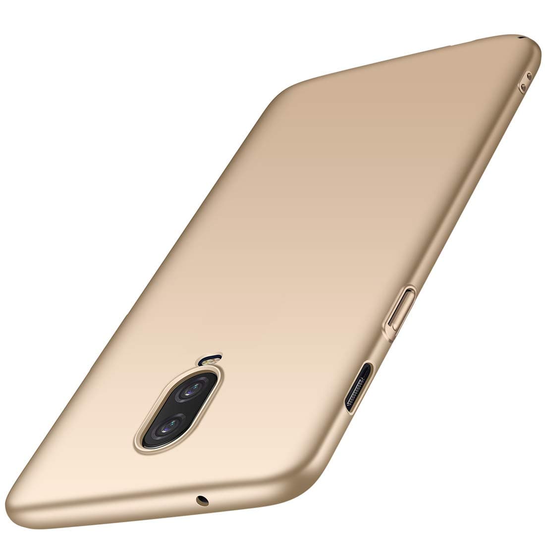 for OnePlus 6T Case, ACMBO [Silky Smooth Series] Ultra Thin Slim Fit [Anti-Drop] Shockproof Hard Plastic Phone Cases Cover Compatible for OnePlus 6T (1+6T) 6.41 Inch, Smooth Gold