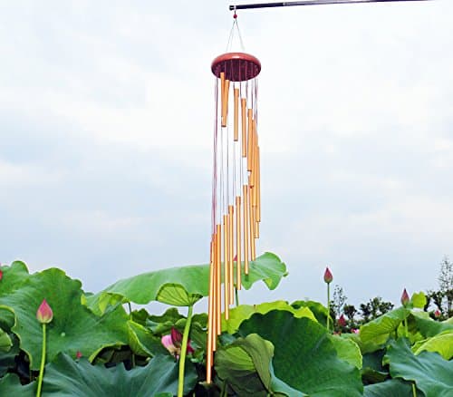 MengJieShi Creative Wind Chimes, 18Hollow Pipes, Solid Wood Wind Chimes/Music Wind Chimes/Metal Wind Chimes Indoor And Outdoor,Birthday Gifts,Family Decorations (Gold)