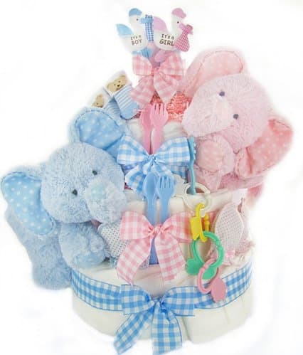 Gingham & Giggles 3 Tier Twins Diaper Cake