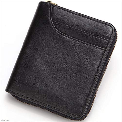 Wallet Men's Leather Clutches First Layer Cowhide Multi-Card Coin Purse,Black [Energy Class A]