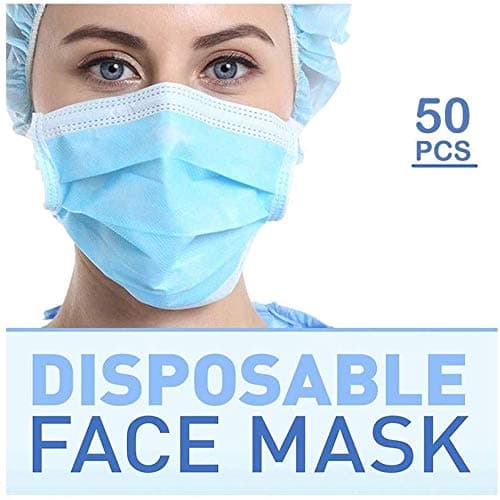 50Pcs 𝐌𝐀𝐒𝐊𝐒 Disposable Face 𝐌𝐀𝐒𝐊 3 Layer Filter Face Cover Safety 𝐏𝐑𝐎𝐓𝐄𝐂𝐓 Yourself