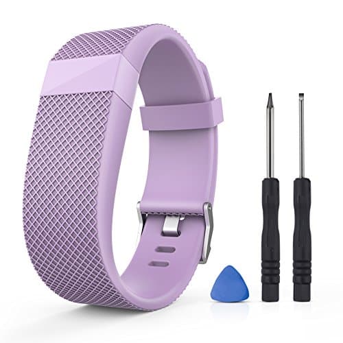 For Fitbit Charge HR Bands ,Gealpoor Silicone Replacement Adjustable Band Strap for Fitbit Charge HR (Light Purple, Large)