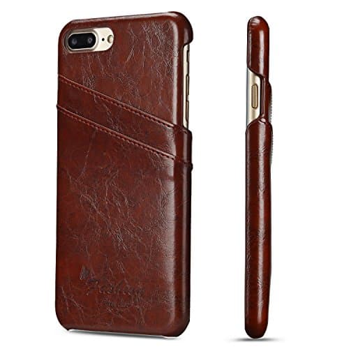 Protective Back Cases PU Leather Cover Anti Fall With Card Holder For Iphone7 Plus 5.5 inch Brown
