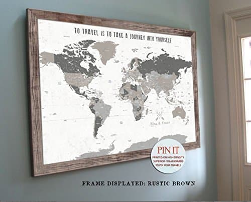 Rustic Push Pin Map, 24X36 Inches, PERSONALIZED Home Office decor, Destination wedding map