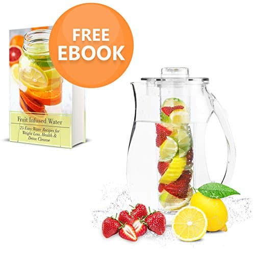Infuser Pitcher | 2.9 Quartz / 2.75 L Fruit Lemon Tea Flavored Infusion Water Pitcher | Transparent Shatter Proof Acrylic Material with Removable Core | Excellent for Fruit Herb Tea Beverage | 1382
