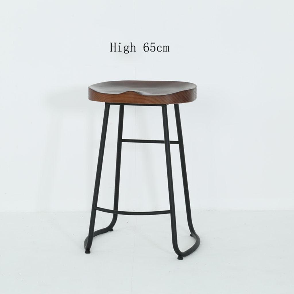 DZW Retro Kitchen stools with Metal Legs High Stool Bar Stools Pure Wood Seat Breakfast Bar, Height 45cm/55cm/65cm/75cm for Kitchen Counter Bar, 7 Smooth and Strong