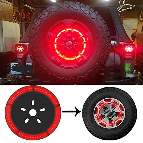XLANJINGJ Spare Tire Brake Light Wheel Light LED 3rd Third Brake Light Lamp Ring for Jeep Wrangler 1997-2017 JK TJ LJ YJ CJ