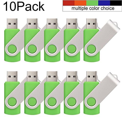 JUANW 10Pieces 8G Usb 2.0 Flash Drive Memory Stick Fold Storage Swivel Thumb Drive Green