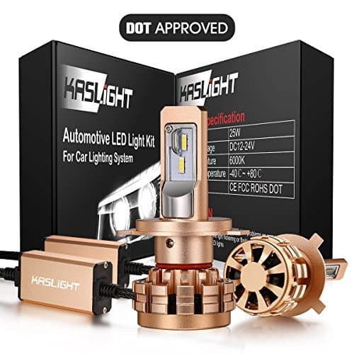 KASLIGHT DOT Approved HB2 H4 9003 Led Headlight Bulbs 6000k H4 Led Bulb Conversion Kit W/ Adjustable Beam, 3 Year Warranty,IP68,H4 Led Headlight Bulb Led H4 Hi/Lo Headlight, Fire-proof -1 Set