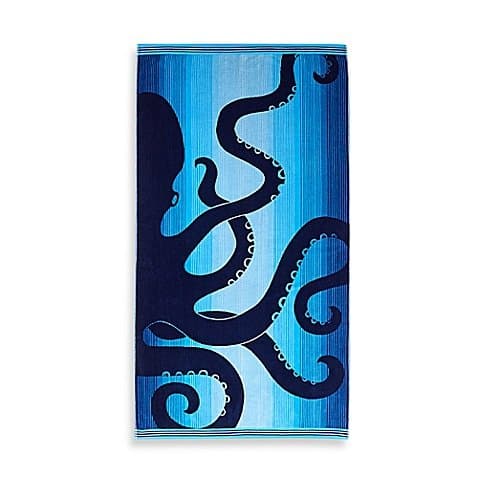 Ombre Octopus Oversized Beach Towel in Blue