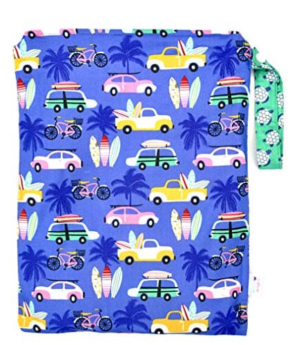 Medium 11" x 14" // TOP Rated Monkey Foot Designs Wet Bag // Diapers/Snacks / Gym/Swim (Hit The Beach)