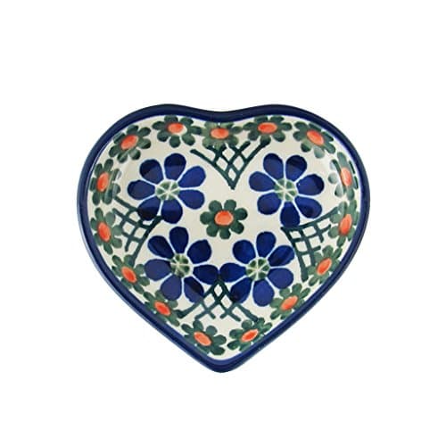 Polish Pottery 3'' Heart Dish Hand Painted Stoneware Pattern B64-854