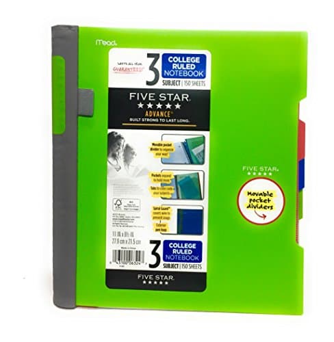 Five Star Advance Spiral Notebook-Standard Size, 3-Subject, 150 College-Ruled Sheets, 11 x 8.5 Inch Sheet Size, Lime (73134)
