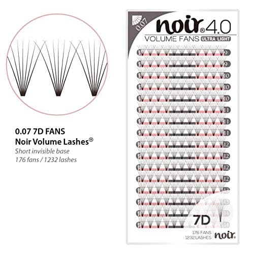 Noir Volume Lashes Pre Made Fan Eyelash Extensions 7D D curl 0.07 15mm Short Stem Russian Lashes