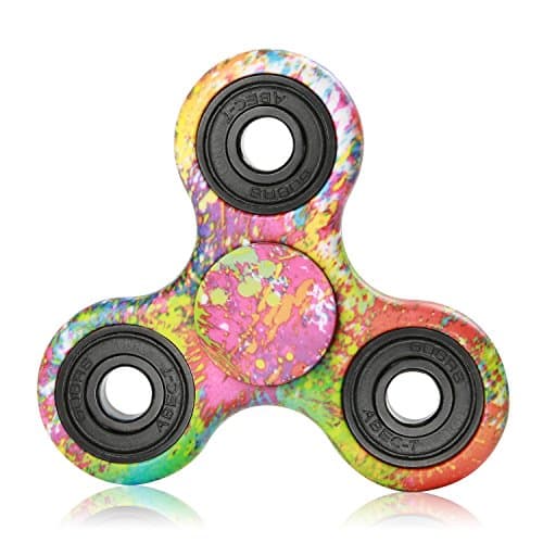 NOING Tri Fidget Hand Spinner Camouflage Multi-Color Double Side Printed, EDC Focus Toy For Kids &amp; Adults (Rainbow)