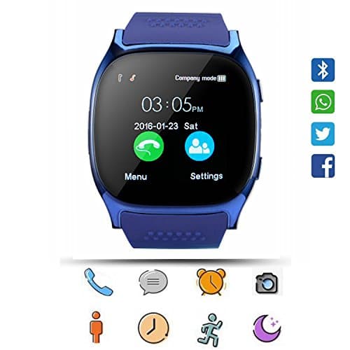 Smart Watch CoolFoxx CF02 Support SIM TF Card, Wristwatch with Camera,Pedometer, Sleep Monitor,Message Sync Notifier,Music Player,Sedentary for Android Samsung Huawei,HTC,ZTE(blue)