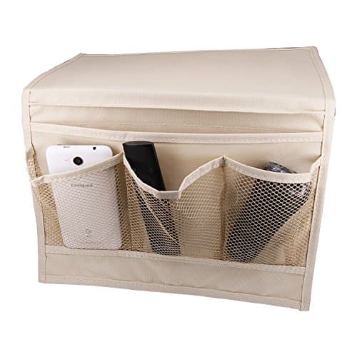 Bedside Storage Organizer Bedside Caddy Sofa Storage Organizer Table cabinet Storage Organizer for tablet Magazine Phone Remotes - All Within Arms Reach (Beige)