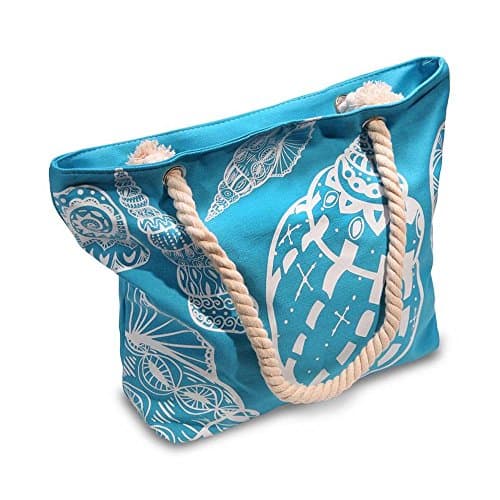 Beach Bag With Inner Zipper Pocket (Medium Size - Green)