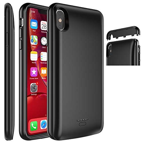 iPhone Xs Max Battery Case, DX Star 5000mAh Extended Battery Magnetic Design Rechargeable Battery Charging Case Protective Case [Support Headphone] Compatible iPhone Xs Max 6.5 inch, Black (2018)