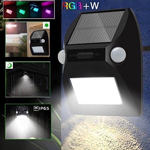 XY ZONE Solar Light Garden, Motion Sensor Dual PIR Auto On/Off Light 12 LED Waterproof RGB Colur Changing Security Light Wall Lamp for Garden,Yard, Patio, Yard,Driveway, Stairs,Walkway