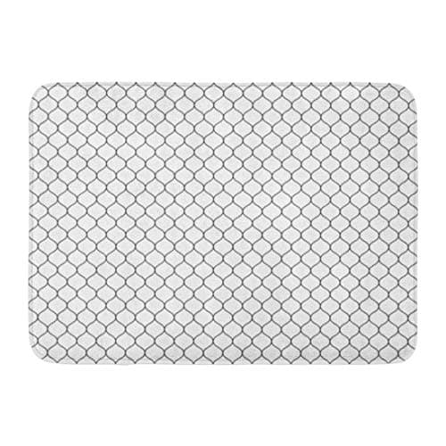 KENTONG Hill Bath Mat Abstract Net Black Thin Wavy Lines on White of Mesh Fishnet Lace Subtle Monochrome Simple Design Weave Bathroom Decor Rug 15.7" x 23.6"/40x60cm