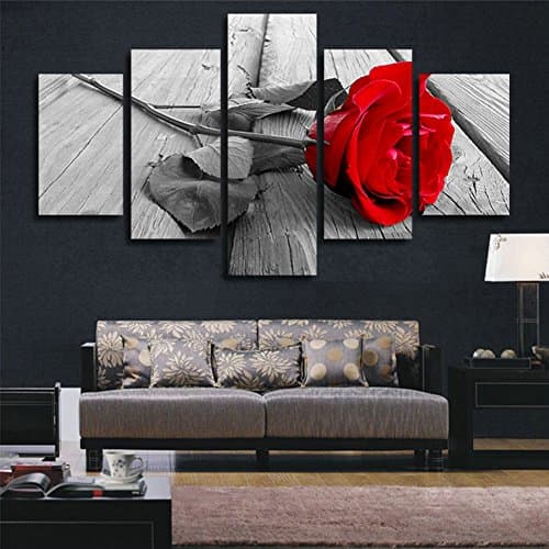 HtpArt 5 Piece Abstract Rose Modern Home Wall Decor Canvas Picture Art HD Print Painting Set of 5 Each Canvas Arts Unframed htp01 50 inch x30 inch