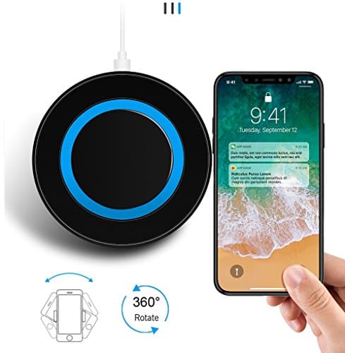 Compact Lightweight Universal Qi Wireless Charger , Charging Pad for Apple iPhone X / 8 / 8 Plus Samsung Galaxy Note 8 S8 S8 Plus S7 S7 Edge Note 5 S6 Edge Plus [No AC Adapter]