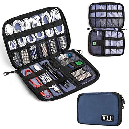Travel Universal Cable Organizer,BQYPOWER Electronics Accessories Cases for Various USB, Phone, Charger and Cable (Blue)