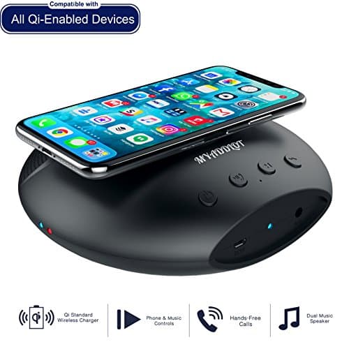 Wireless Charger with Bluetooth speaker Portable Wireless Charging Dock Station for Samsung Galaxy Note 9/S9/8/S8/S7 Edge/S7 iPhone X/8 LG All Qi-Enabled Devices By Myaddlot (black)