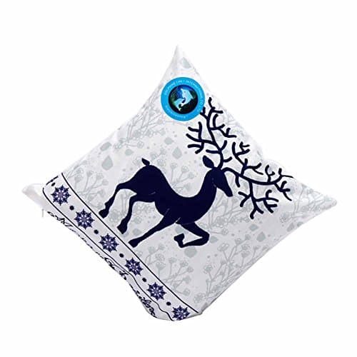 Dolphinshow Sofa Throw Pillow Case for Merry Christmas Decorations Dark Blue Snowflake Deer Printed Cushion Protactor Cover