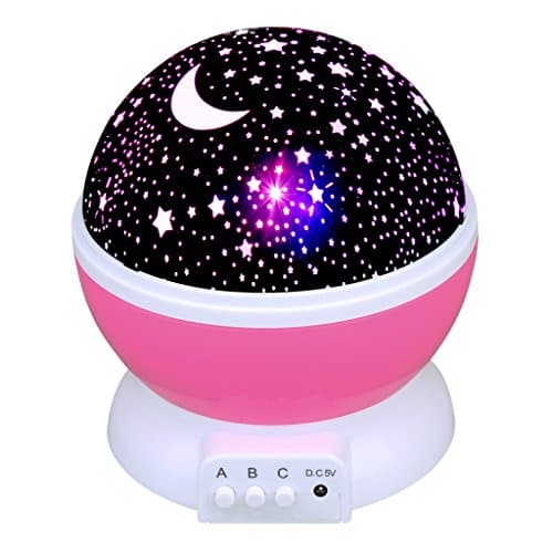 Baby Night Light LED Star Light Rotating Projector 9 Light Color Changing with USB Cable for Children Kids Bedroom,JWAIT,Pink