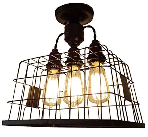 LAMP GOODS BASKET CEILING LIGHT FIXTURE WITH EDISON BULBS