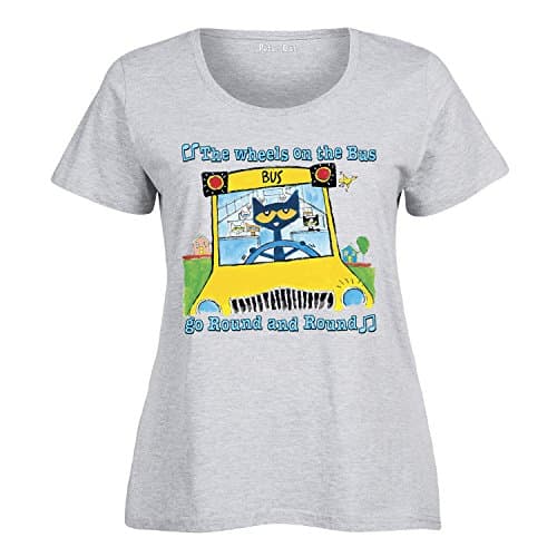 Pete the Cat wheels on The Bus Multi - Ladies Plus Size Scoop Neck Tee