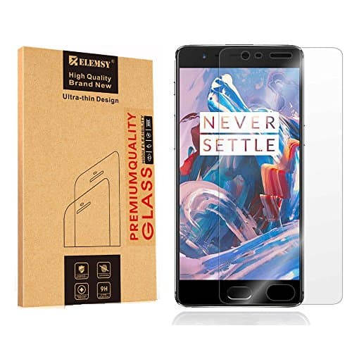 OnePlus 3/OnePlus 3T Screen Protector, [2-Pack]ELEMSY Tempered Glass Screen Protector - 2.5D Round Edges High Clarity 9H Screen Hardness Anti-fingerprints Glass Protector for OnePlus 3/3T