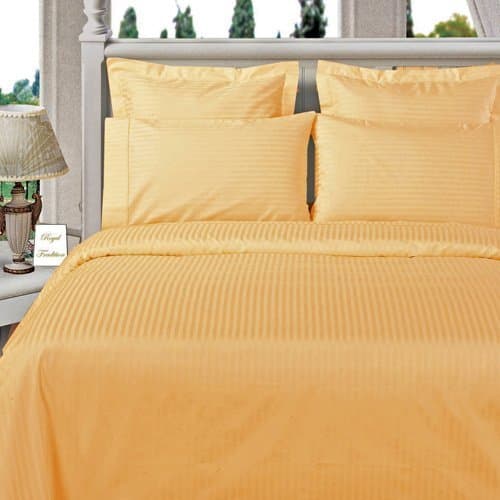 HS Linen MEGA Sale Today ! Best Sheets On Amazon Excellent Quality! Queen Size (800-TC) 100% Egyptian Cotton Striped Style 4 PCs Gold Sheet Set (22 Inch Pocket)