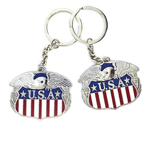 12pcs US Flag Metal Key Ring American Eagle Key Chain USA NYC Souvenirs - Set of 12