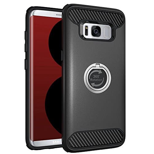 Galaxy S8 Case, Kmiery Heavy Duty Shockproof Anti-Scratch Case with 360 Degree Rotating Ring Grip kickstand for Galaxy S8-