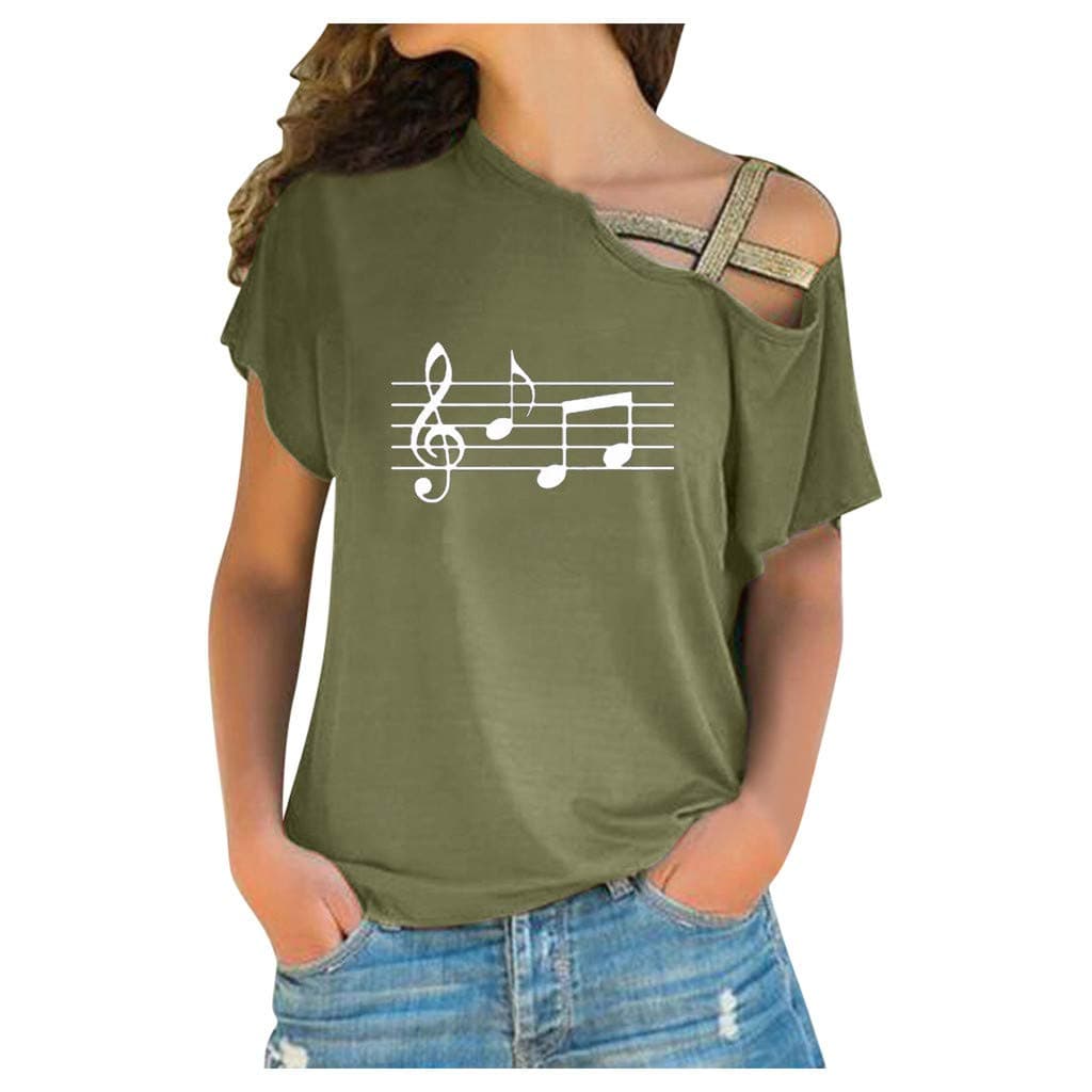 LEKODE Blouse Women's Printed Strapless T-Shirt