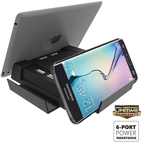Samsung Galaxy S8 / S8 Plus 6 Port USB Charging Stand - PowerPeak Smart Dock Desktop Charger Station Hub (10A Total Charger Power Output, 2.4A per USB Port)