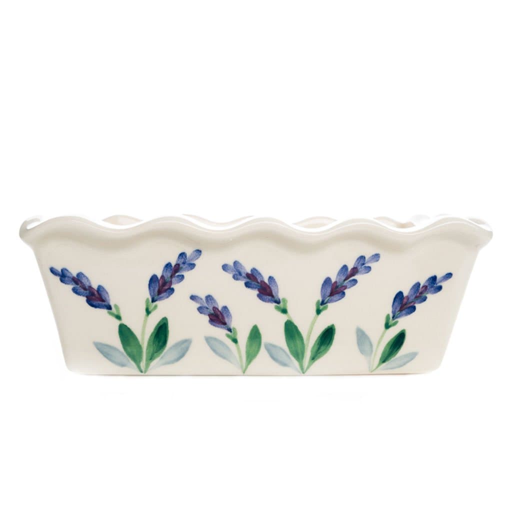 Ceramic Bread and Meatloaf Pan - Decorative White 8 Inch Stoneware Nonstick Lead Free Baking Dish Made in USA